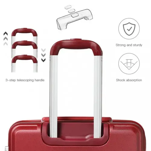 K1871-1L - Kono ABS 24 Inch Sculpted Horizontal Design Suitcase - Burgundy by All Mart Bristol Ltd