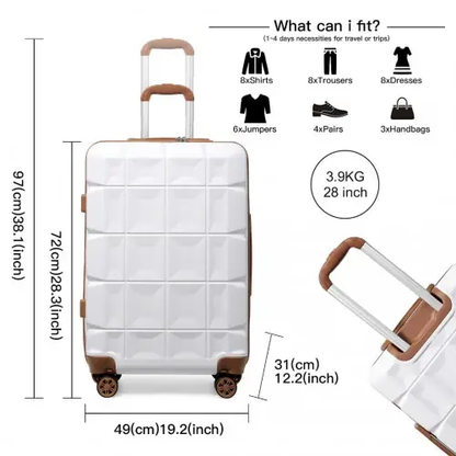 K2292L - Kono 28 Inch Lightweight Hard Shell ABS Suitcase With TSA Lock - White by All Mart Bristol Ltd
