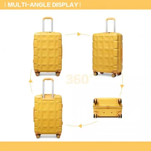 K2292L - Kono 24 Inch Lightweight Hard Shell ABS Suitcase With TSA Lock - Yellow by All Mart Bristol Ltd