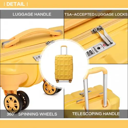 K2292L - Kono 24 Inch Lightweight Hard Shell ABS Suitcase With TSA Lock - Yellow by All Mart Bristol Ltd