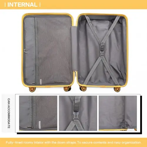 K2292L - Kono 24 Inch Lightweight Hard Shell ABS Suitcase With TSA Lock - Yellow by All Mart Bristol Ltd