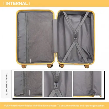 K2292L - Kono 24 Inch Lightweight Hard Shell ABS Suitcase With TSA Lock - Yellow by All Mart Bristol Ltd
