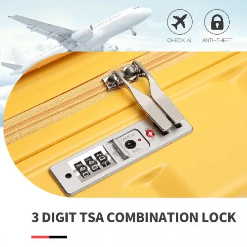 K2292L - Kono 24 Inch Lightweight Hard Shell ABS Suitcase With TSA Lock - Yellow by All Mart Bristol Ltd