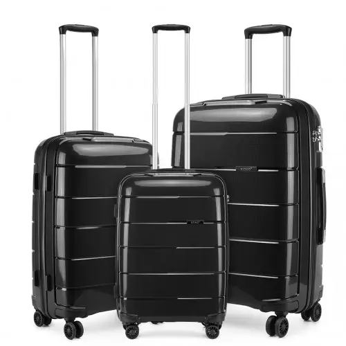 K1997L - KONO 20-24-28” HARD SHELL PP SUITCASE SET - BLACK by All Mart Bristol Ltd