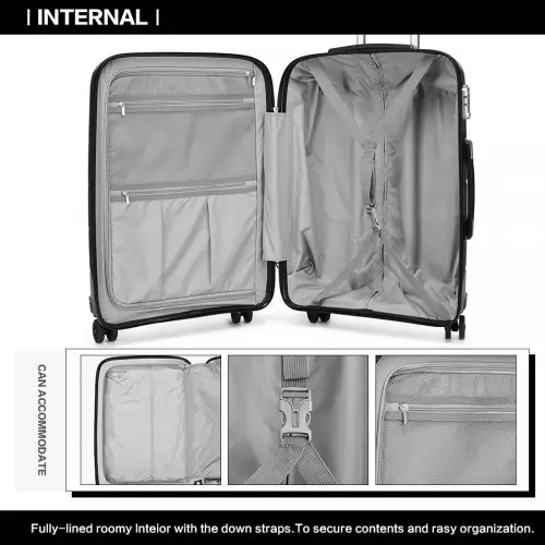 K1997L - KONO 20-24-28” HARD SHELL PP SUITCASE SET - BLACK by All Mart Bristol Ltd