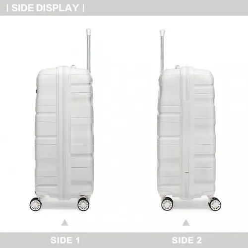 K2094L - Kono 14/20 Inch Lightweight Polypropylene Hard Shell 2 Piece Suitcase Set With TSA Lock And Vanity Case - Cream White by All Mart Bristol Ltd