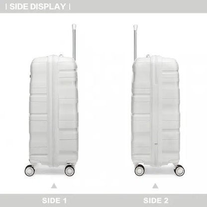 K2094L - Kono 14/20 Inch Lightweight Polypropylene Hard Shell 2 Piece Suitcase Set With TSA Lock And Vanity Case - Cream White by All Mart Bristol Ltd