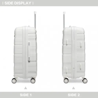 K2094L - Kono Lightweight Polypropylene Hard Shell 4 Piece Suitcase Set With TSA Lock And Vanity Case - Cream White by All Mart Bristol Ltd