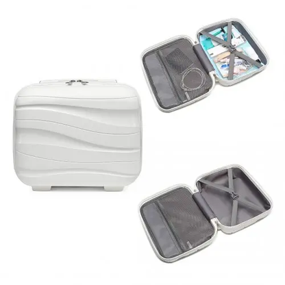 K2094L - Kono Lightweight Polypropylene Hard Shell 4 Piece Suitcase Set With TSA Lock And Vanity Case - Cream White by All Mart Bristol Ltd