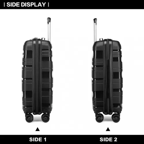 K2094L - Kono 14/20 Inch Lightweight Polypropylene Hard Shell 2 Piece Suitcase Set With TSA Lock And Vanity Case - Black by All Mart Bristol Ltd