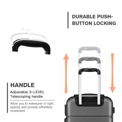 K1995L - Kono Hard Shell ABS Carry On Suitcase 20 Inch - Grey by All Mart Bristol Ltd