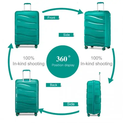 K2094L - Kono 20 Inch Lightweight Polypropylene Hard Shell Suitcase With TSA Lock - Teal by All Mart Bristol Ltd