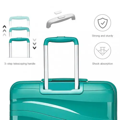 K2094L - Kono 20 Inch Lightweight Polypropylene Hard Shell Suitcase With TSA Lock - Teal by All Mart Bristol Ltd