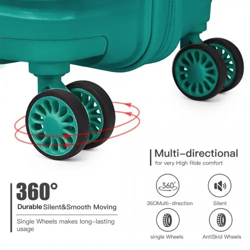 K2094L - Kono 20 Inch Lightweight Polypropylene Hard Shell Suitcase With TSA Lock - Teal by All Mart Bristol Ltd
