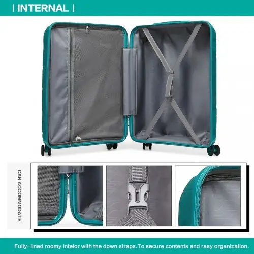 K2094L - Kono 20 Inch Lightweight Polypropylene Hard Shell Suitcase With TSA Lock - Teal by All Mart Bristol Ltd
