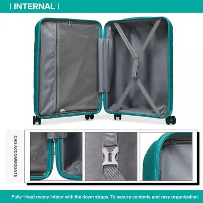 K2094L - Kono 20 Inch Lightweight Polypropylene Hard Shell Suitcase With TSA Lock - Teal by All Mart Bristol Ltd