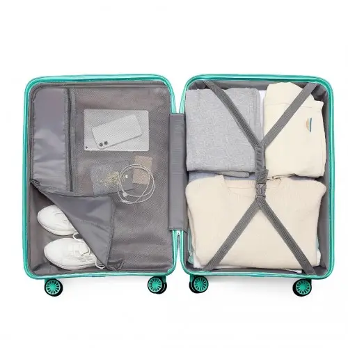 K2094L - Kono 20 Inch Lightweight Polypropylene Hard Shell Suitcase With TSA Lock - Teal by All Mart Bristol Ltd