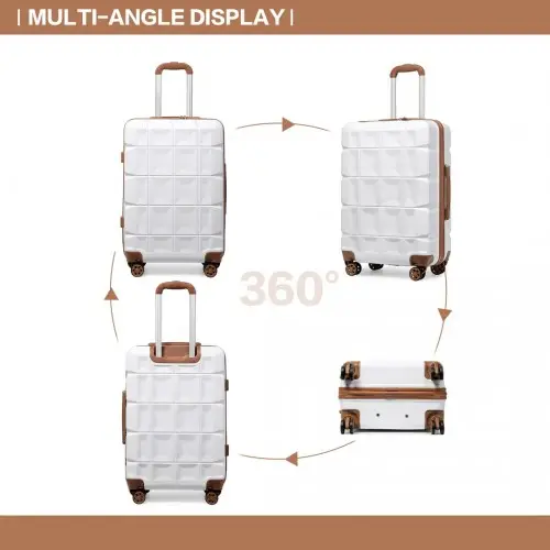K2292L - Kono 24 Inch Lightweight Hard Shell ABS Suitcase With TSA Lock - White by All Mart Bristol Ltd