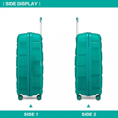 K2094L - Kono 14/20 Inch Lightweight Polypropylene Hard Shell 2 Piece Suitcase Set With TSA Lock And Vanity Case - Teal by All Mart Bristol Ltd