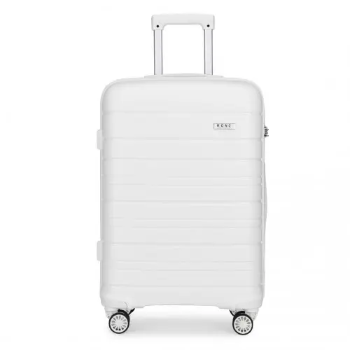 K2091L - Kono 24 Inch Multi Texture Hard Shell PP Suitcase - Classic Collection - White by All Mart Bristol Ltd