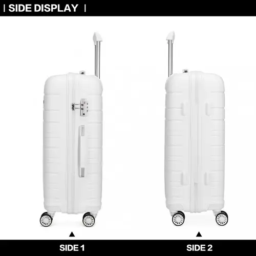 K2091L - Kono 24 Inch Multi Texture Hard Shell PP Suitcase - Classic Collection - White by All Mart Bristol Ltd