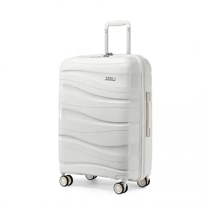 K2094L - Kono 24 Inch Lightweight Polypropylene Hard Shell Suitcase With TSA Lock - Cream White by All Mart Bristol Ltd