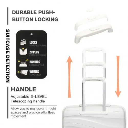 K2094L - Kono 24 Inch Lightweight Polypropylene Hard Shell Suitcase With TSA Lock - Cream White by All Mart Bristol Ltd