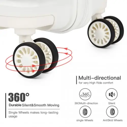K2094L - Kono 24 Inch Lightweight Polypropylene Hard Shell Suitcase With TSA Lock - Cream White by All Mart Bristol Ltd