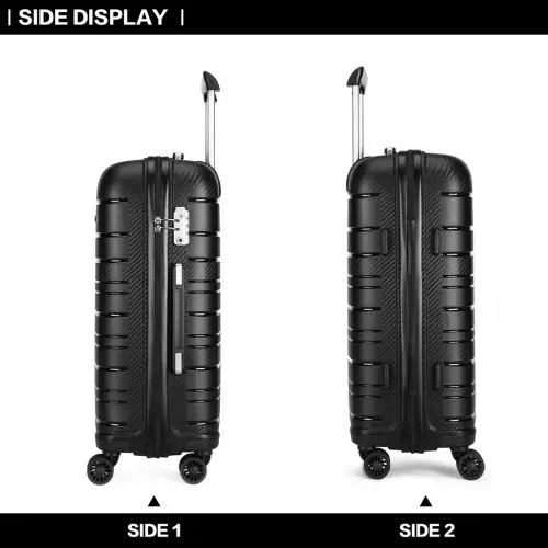 K2091L - Kono Multi Texture Hard Shell PP Suitcase 3 Pieces Set - Classic Collection - Black by All Mart Bristol Ltd