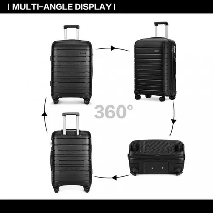 K2091L - Kono Multi Texture Hard Shell PP Suitcase 3 Pieces Set - Classic Collection - Black by All Mart Bristol Ltd