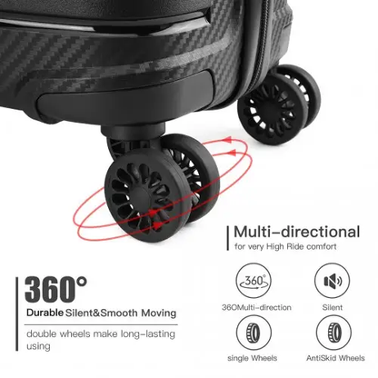 K2091L - Kono Multi Texture Hard Shell PP Suitcase 3 Pieces Set - Classic Collection - Black by All Mart Bristol Ltd
