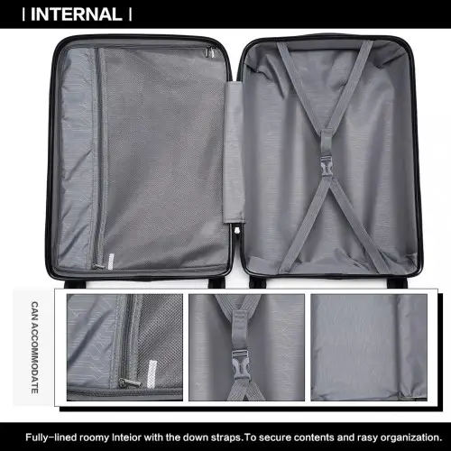 K2091L - Kono Multi Texture Hard Shell PP Suitcase 3 Pieces Set - Classic Collection - Black by All Mart Bristol Ltd