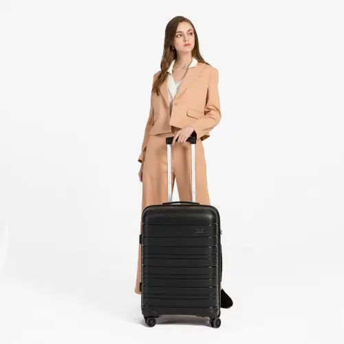 K2091L - Kono Multi Texture Hard Shell PP Suitcase 3 Pieces Set - Classic Collection - Black by All Mart Bristol Ltd