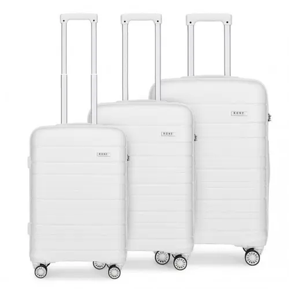 K2091L - Kono Multi Texture Hard Shell PP Suitcase 3 Pieces Set - Classic Collection - White by All Mart Bristol Ltd