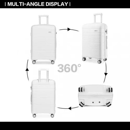 K2091L - Kono Multi Texture Hard Shell PP Suitcase 3 Pieces Set - Classic Collection - White by All Mart Bristol Ltd