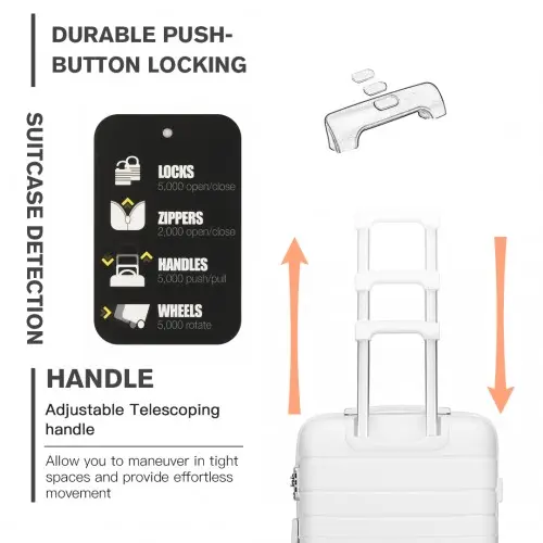 K2091L - Kono Multi Texture Hard Shell PP Suitcase 3 Pieces Set - Classic Collection - White by All Mart Bristol Ltd