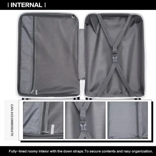 K2091L - Kono Multi Texture Hard Shell PP Suitcase 3 Pieces Set - Classic Collection - White by All Mart Bristol Ltd