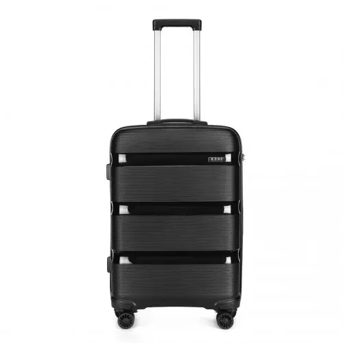 K2092L - Kono 20 Inch Bright Hard Shell PP Carry-On Suitcase In Cabin Size - Black by All Mart Bristol Ltd