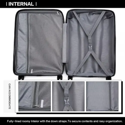 K2092L - Kono 20 Inch Bright Hard Shell PP Carry-On Suitcase In Cabin Size - Black by All Mart Bristol Ltd