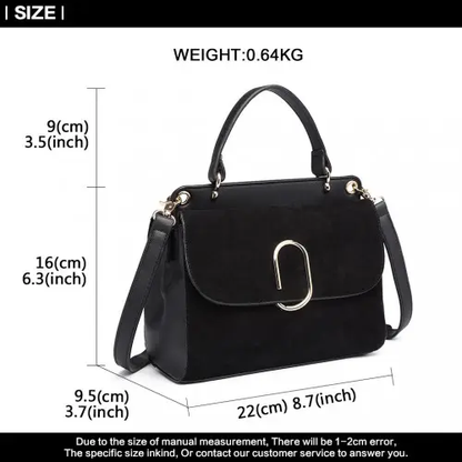 LB6871-MISS LULU STYLISH LADIES LEATHER HANDBAG SHOULDER BAG BLACK by All Mart Bristol Ltd