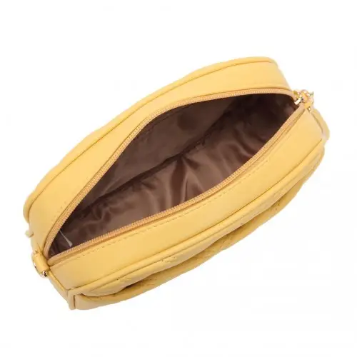 LA2119-1 - Miss LuLu Lightweight Quilted Leather Cross body Bag - Yellow by All Mart Bristol Ltd