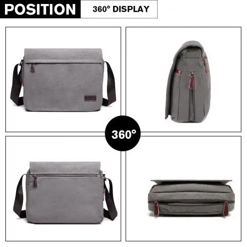 LB1925 - Kono Classic Expanding Messenger Bag - Grey by All Mart Bristol Ltd