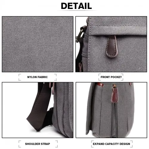 LB1925 - Kono Classic Expanding Messenger Bag - Grey by All Mart Bristol Ltd