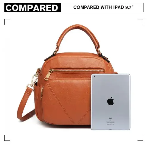 LB6907 - Miss Lulu Bowler Style Shoulder Bag - Brown by All Mart Bristol Ltd