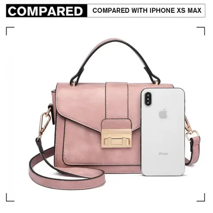LB2033 - Miss Lulu Leather Look Midi Handbag - Pink by All Mart Bristol Ltd