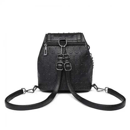 L1414 - Miss Lulu Skull Studded Backpack Shoulder Bag - Black by All Mart Bristol Ltd