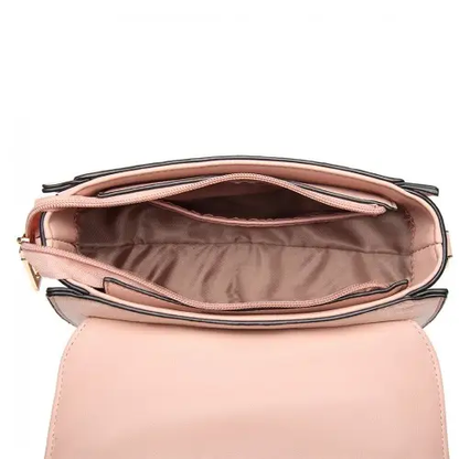 LB6872 - Miss Lulu Matte PU Leather Midi Handbag Cross Body Bag - Pink by All Mart Bristol Ltd