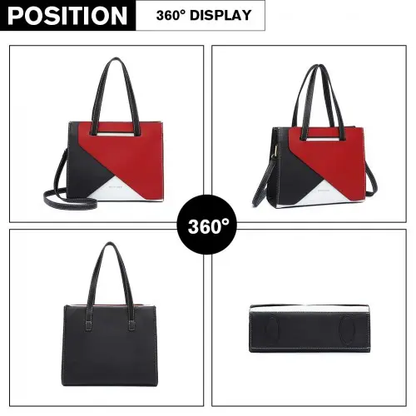 LB2008 - Miss Lulu Contrast Panel Shoulder Bag - Red by All Mart Bristol Ltd