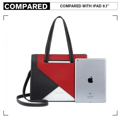 LB2008 - Miss Lulu Contrast Panel Shoulder Bag - Red by All Mart Bristol Ltd