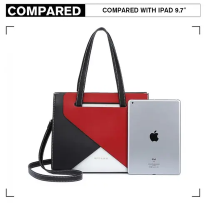 LB2008 - Miss Lulu Contrast Panel Shoulder Bag - Red by All Mart Bristol Ltd